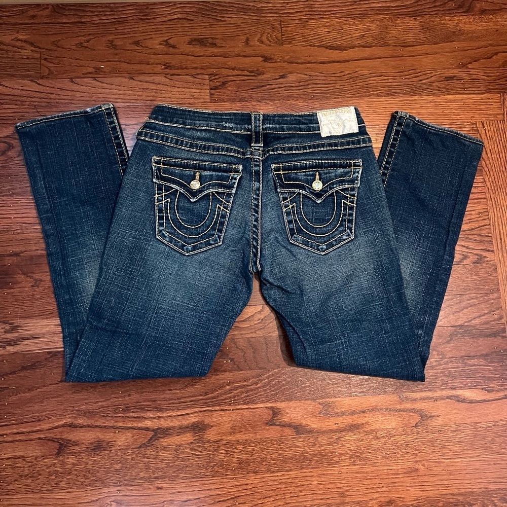 True Religion Disco Billy Blue Jeans with Decorative Stitching Size 29 RN 112790